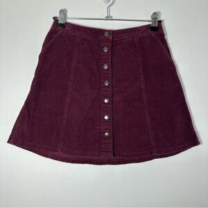 Abercrombie & Fitch Women’s Burgundy Y2K Button-Up Corduroy Skirt Size 00